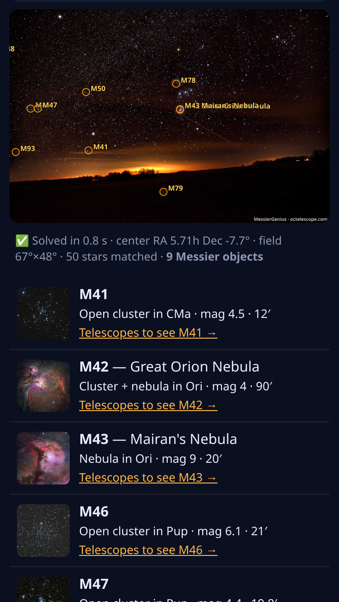 MessierGenius screenshot: Label your photo